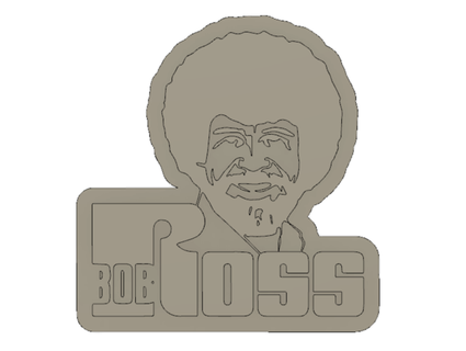 bob Ross logo audacieux art peindre heureux arbres pétrole arbre 3d print model - Mito3D