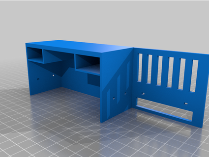 l-shaped double bunk desk dolls 1 12 scale cardsbym Toy & Game Accessories 1-12 barbie doll furniture 3d print model - Mito3D
