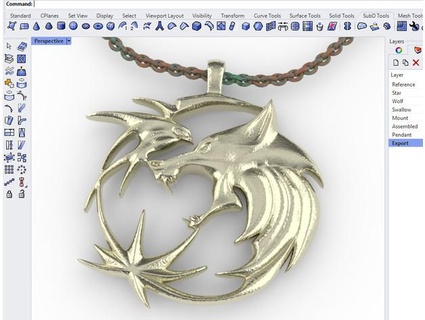 witcher star swallow white wolf pendant nauseum Jewelry 3d print model - Mito3D