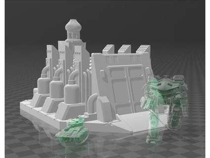 scifi Gebäude cc Krieg Fabrik 6mm shiaic1 Spielzeug Spiel Zubehör amerikanisch Mecha Battletech Befehl erobern Fighttech Einheit Stadt 3d print model - Mito3D