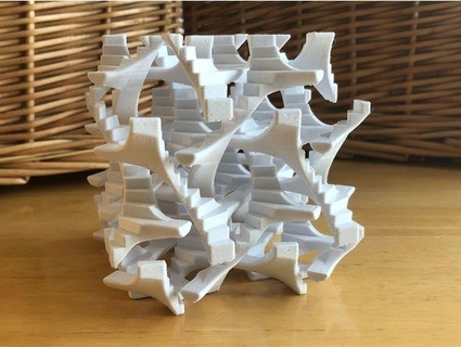 stairing davemakesstuff Sculptures architecture geometry gyroid lattice math art matrix spiral stairs truncated octahedron 3d print model - Mito3D