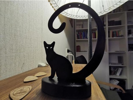 kedi küpe Görüntüle Kulp destek gözler dezign81 organizasyon siyah Şirin ayakta durmak takı 3d print model - Mito3D