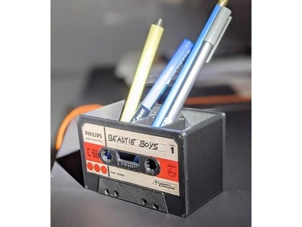 casette tape pencil holder nonimos Office 3d print model - Mito3D