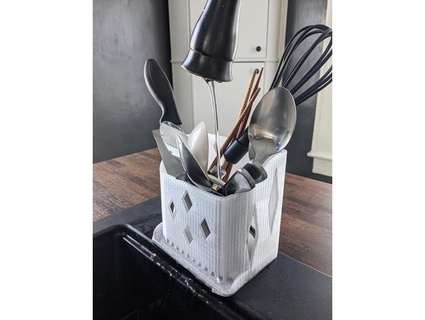 sink utensil holder hnnnhl Kitchen & Dining cutlery drainer diamond diamonds dishes dry drying rack kitchen tool utensils petg 3d print model - Mito3D
