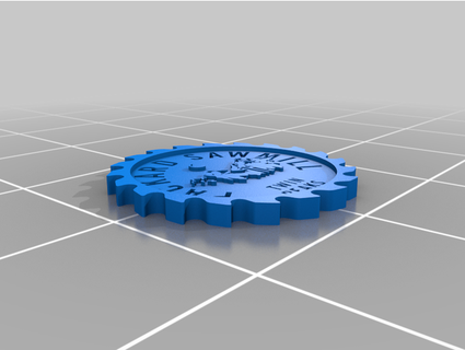 pacards aserradero logo azul Rosa monedas insignias 3d print model - Mito3D