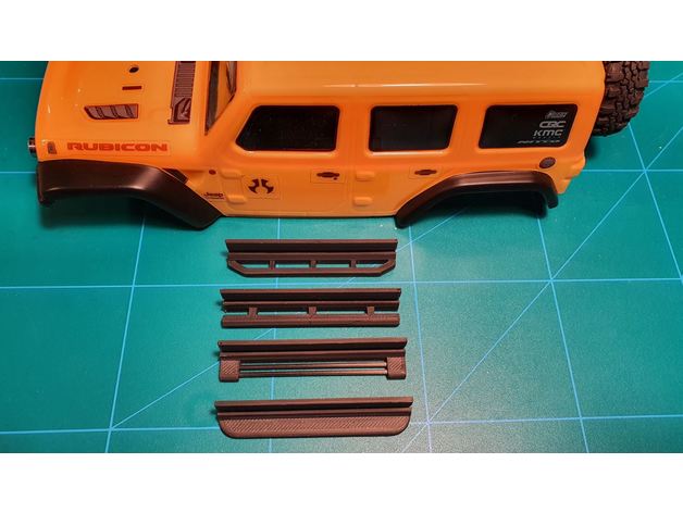 side steps axial scx24 jeep wrangler jlu 3dxspin R/C Vehicles running board boards step 3D print model - Mito3D