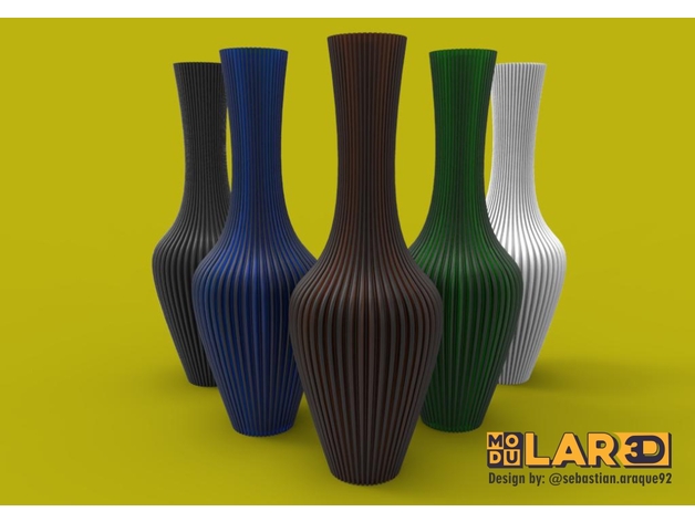 vaso fiori ondulato fiore modulare 3d arredamento modalità 3D print model - Mito3D