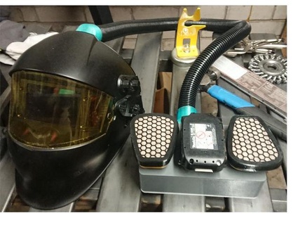 welding helmet forced air xlog 3d print model - Mito3D