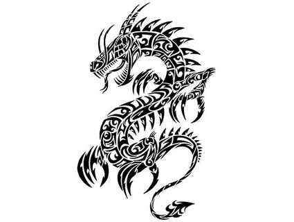 tribal dragon pochoir longquan 3d print model - Mito3D