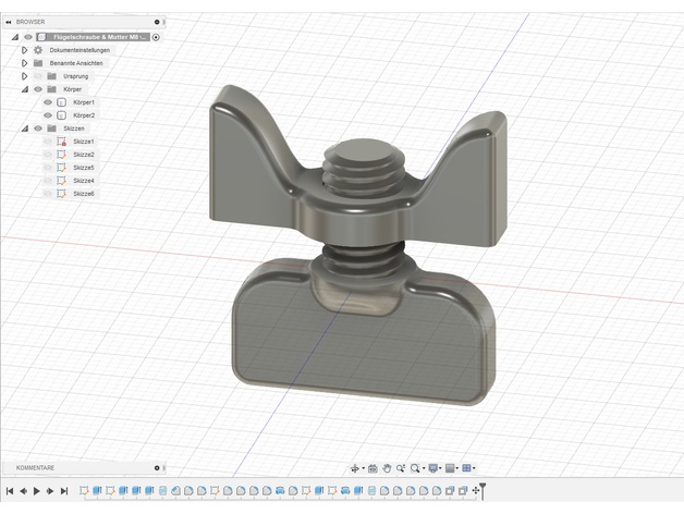 Flügel Nuss Schraube m8 parametrisch meisteredel 3D print model - Mito3D