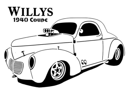 1940 Willys coupe şablon uzun boylu 3d print model - Mito3D
