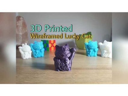 wireframe fortunato gatto maneki neko non ne vale pena 3d print model - Mito3D