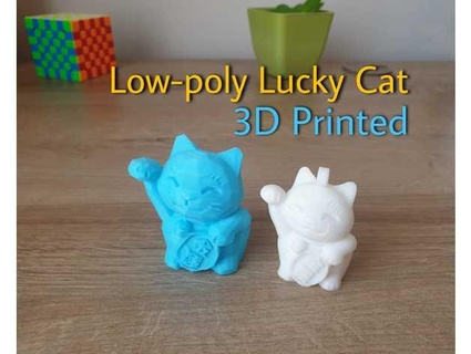 low poly Glücklich Katze Maneki neko lohnt 3d print model - Mito3D