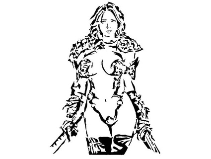 female warrior stencil longquang 3d print model - Mito3D