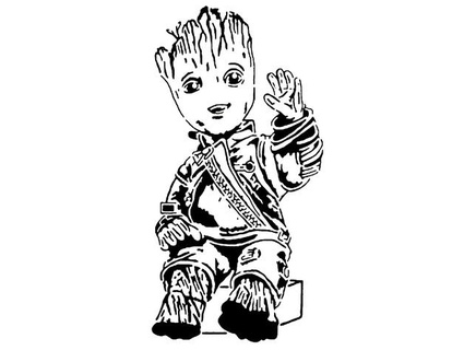 baby groot stencil 2 longquang 3d print model - Mito3D