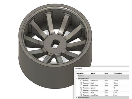 1 28 parametric rim wltoys k989 uses mini 4wd tires mcbarro 3d print model - Mito3D