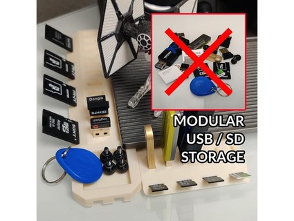 modular armazenamento USB sd cartas micro thingymaker9000 3d print model - Mito3D