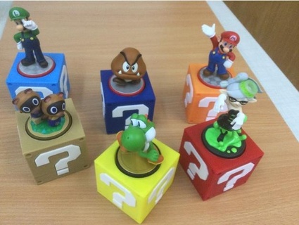 Mario Frage Kennzeichen Block Amiibo Stand anpassbar Ziege de 3d print model - Mito3D