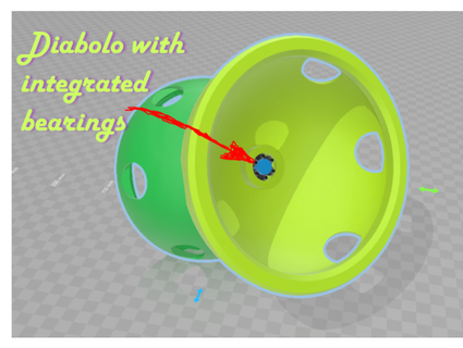 diabolo integrated bearing v1 dr froggy rd 3d print model - Mito3D