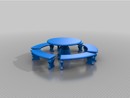 mesa de cemento con banquitos sofia-li 3d print model - Mito3D