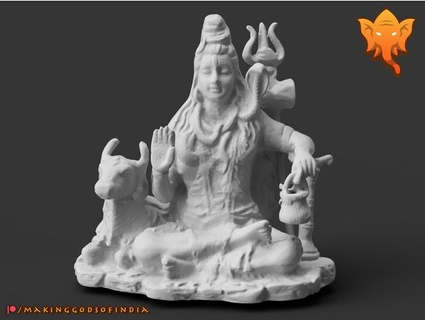 shiva - lord cattle sitting meditation makinggodsofindia 3d print model - Mito3D