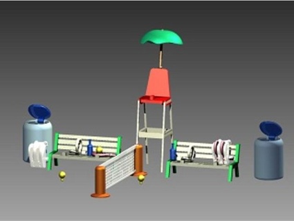wimbledon tennis play set - playmobil thinkpool 3d print model - Mito3D