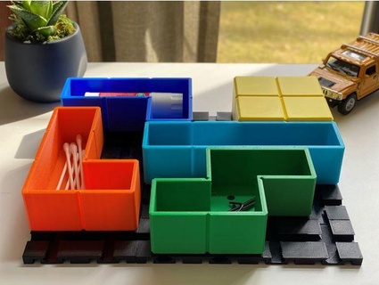 tetris style organizers sliding rail system snacob 3d print model - Mito3D