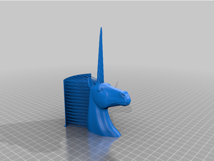 hairy unicorn - larger horn iamnorm 3d print model - Mito3D
