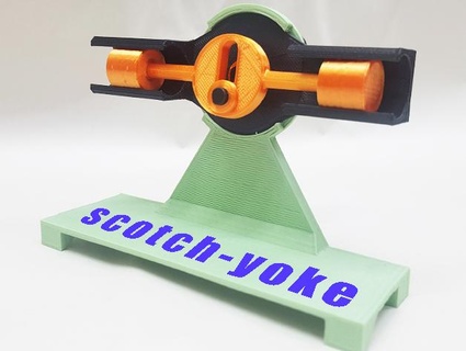 fully 3d printable scotch yoke mechanism - rotary linear motion retsetman 3d print model - Mito3D