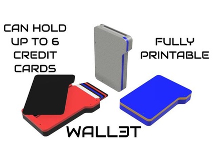 wall3t - fully 3d printable wallet holds 6 credit cards hobbs bros 3d print model - Mito3D