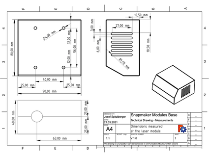 Snapmaker Maße technisch Zeichnungen spitzlbergerj 3d print model - Mito3D