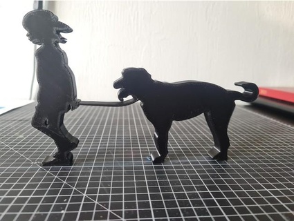 child walking dog sillhouette calscustoms 3d print model - Mito3D