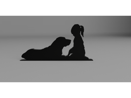 kız oturma köpek siluet cals gümrük 3d print model - Mito3D