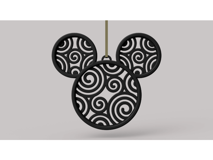 mickey mouse head spiral ornament v3 quesa 3d print model - Mito3D
