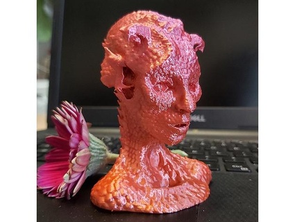 Drachen Dame Skulptur lebhaft 3d print model - Mito3D