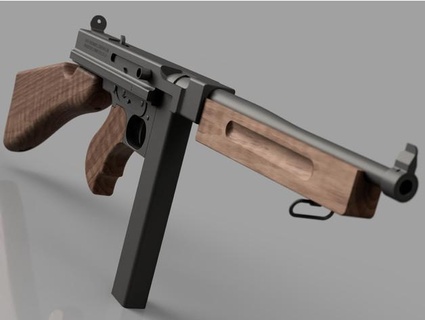 Thompson submáquina arma fogo borracha banda v1 props3dpro 3d print model - Mito3D
