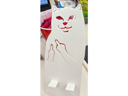 cat flipping phone stand djinnsour 3d print model - Mito3D
