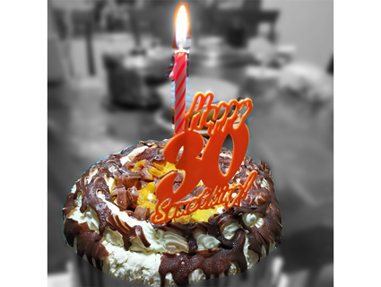 heureux 30 chose anniversaire gâteau topper corned beef 3d print model - Mito3D