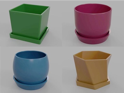 pots trays drainage props3dpro 3d print model - Mito3D
