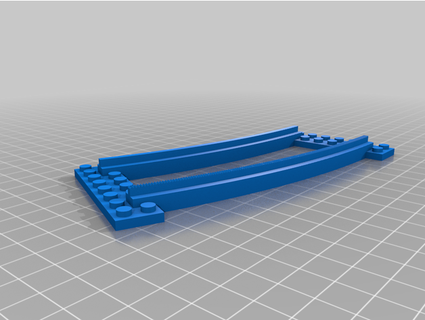 train Piste courbe compatible vieux lego rail bleu hôtel 3d print model - Mito3D