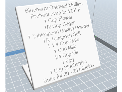blueberry oatmeal muffin recipe card hippiesmiles84 3d print model - Mito3D