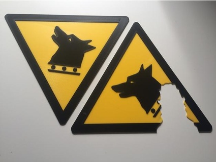 nehmen Hund Warnung Zeichen maeshmaker 3d print model - Mito3D
