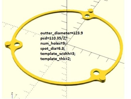 pcd customizable template pitch circle diameter ken applications 3d print model - Mito3D