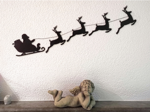 mur déco Père Noël renne Thomson 3D print model - Mito3D