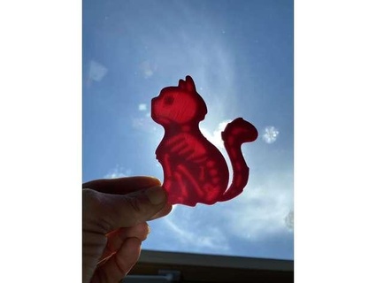 gatto mangiare pesce litofania louminette 3d print model - Mito3D