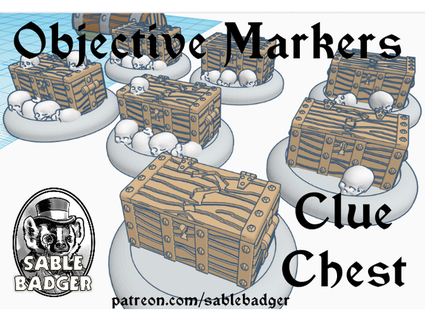 fantasy themed objective markers - clue chest sablebadger 3d print model - Mito3D