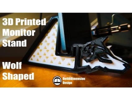 wolf shaped monitor tablet stand holder d4thdimension 3d print model - Mito3D
