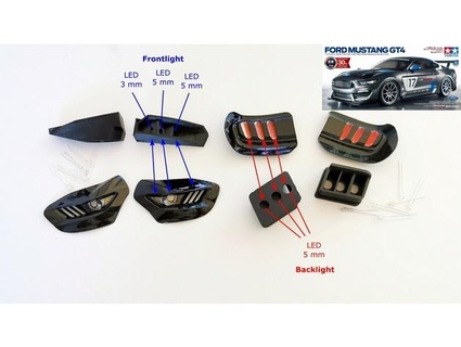 Tamiya Ford mustang gt4 Led Kulp destek ön geri ışıklar gardsef 3d print model - Mito3D