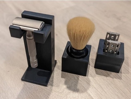 Duplo Beira segurança navalha ficar pé barbear escova conjunto perdido 3d print model - Mito3D