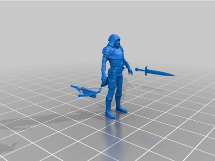 rogue crossbow short sword - dnd character tm jimjimjimmyjim 3d print model - Mito3D